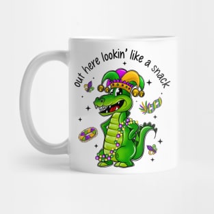 Out Here Lookin Like A Snack Boujee Crocodile, Crocodile Mardi Gras, Funny Mardi Gras Mug